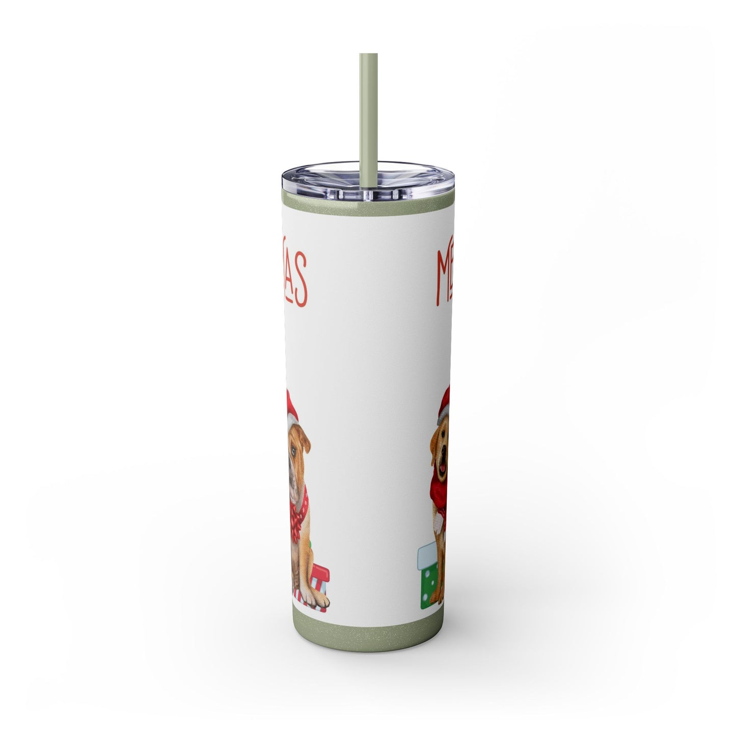 Merry Christmas Skinny Tumbler with Straw, 20oz