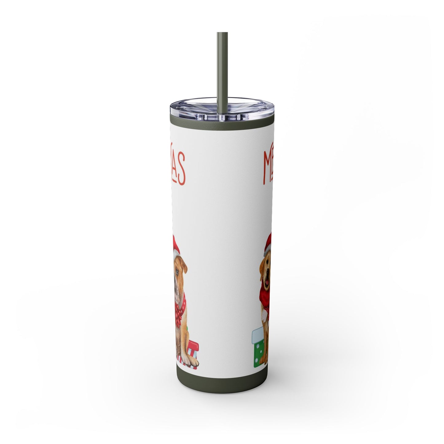 Merry Christmas Skinny Tumbler with Straw, 20oz