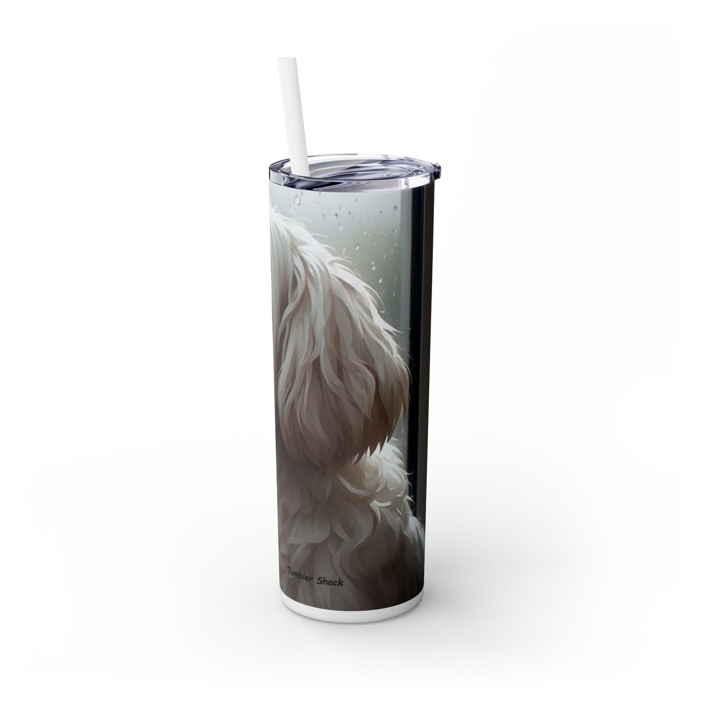 20oz Skinny Tumbler – Lapso Apso Dog Portrait Travel Cup with Straw
