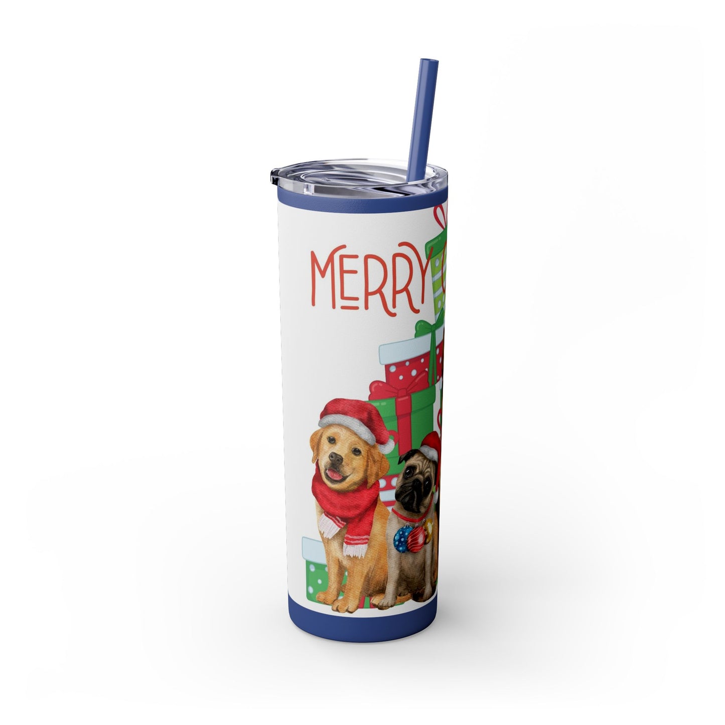 Merry Christmas Skinny Tumbler with Straw, 20oz