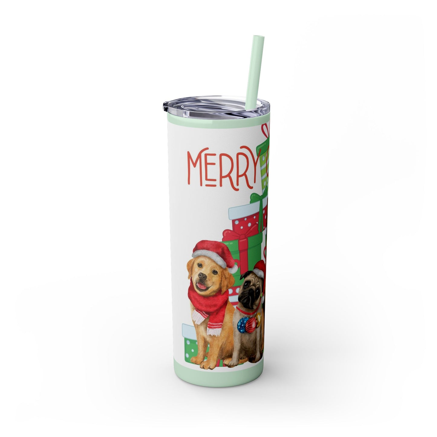 Merry Christmas Skinny Tumbler with Straw, 20oz
