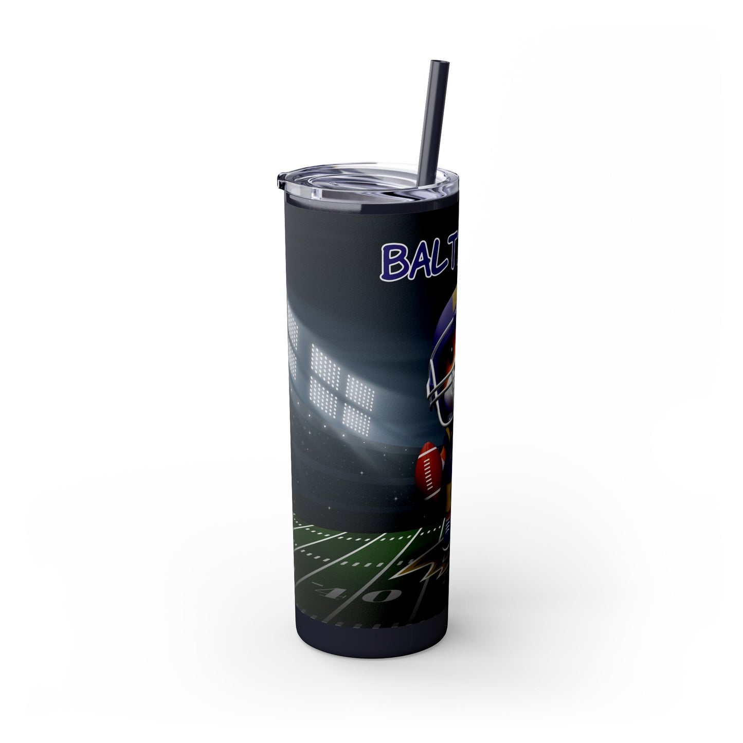 Ravens 20 oz Skinny Tumberwith Straw - Fun Football Fan Gear