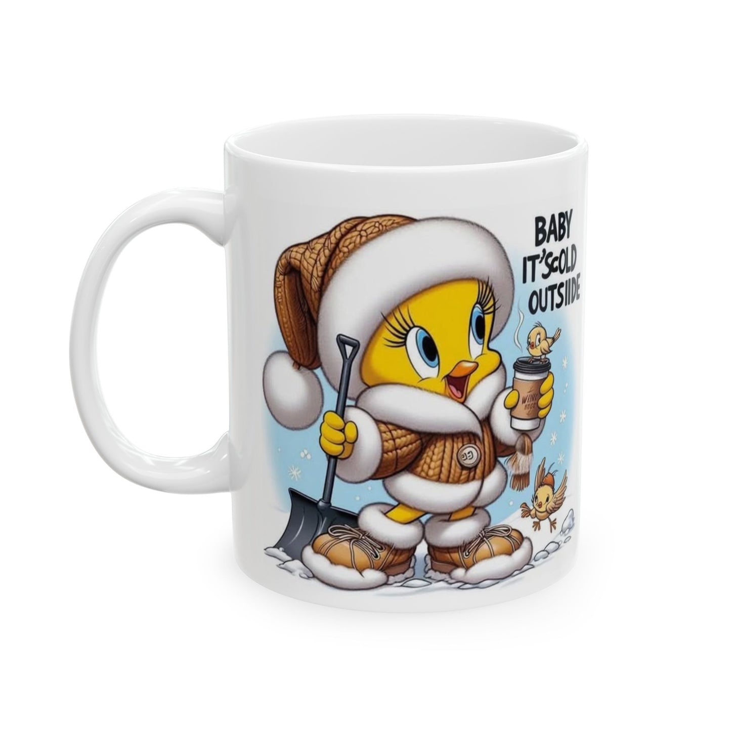 Cute Winter Ceramic Mug - "Baby It's Cold Outside" - Perfect for Hot Beverages
