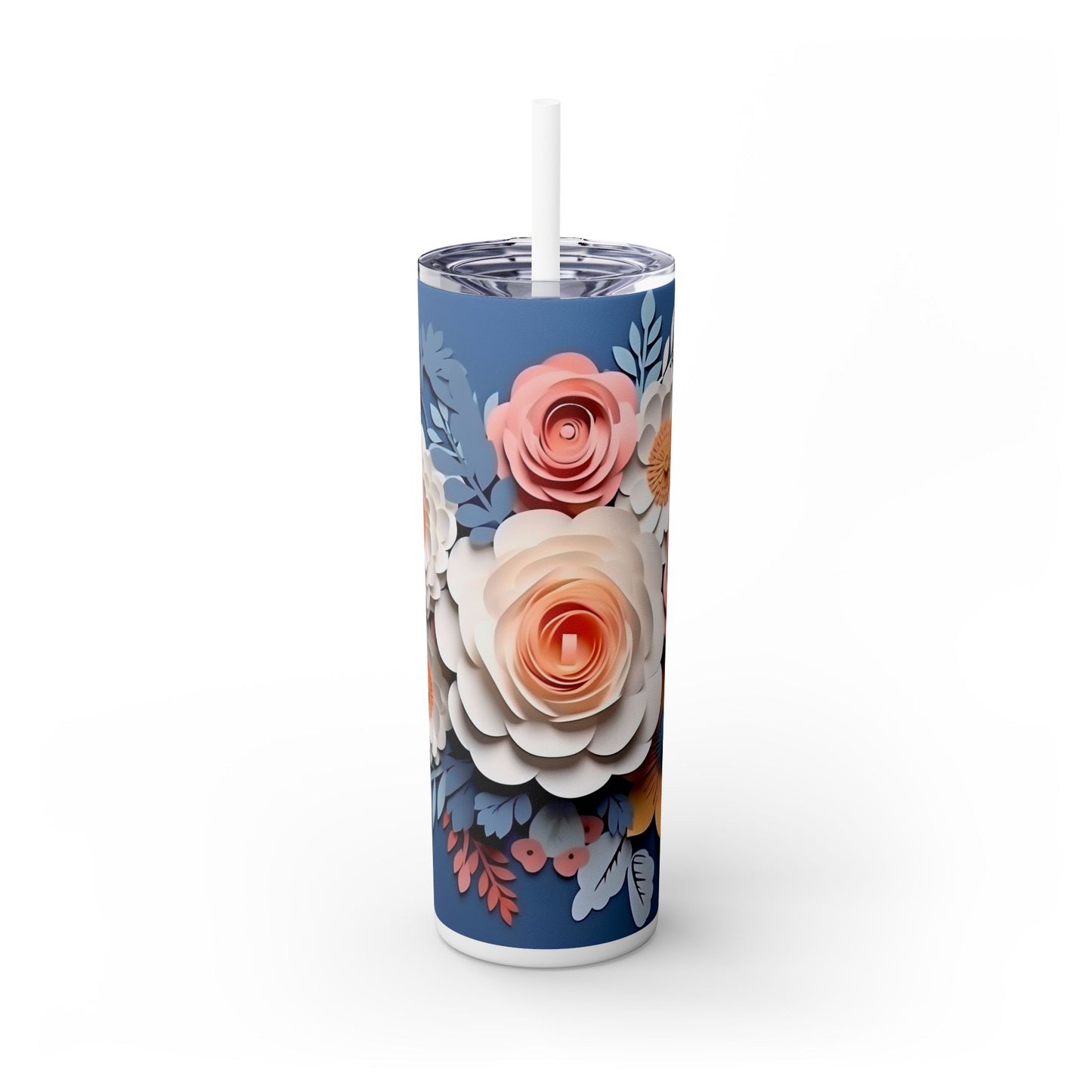 Floral Skinny Tumbler with Straw, 20oz