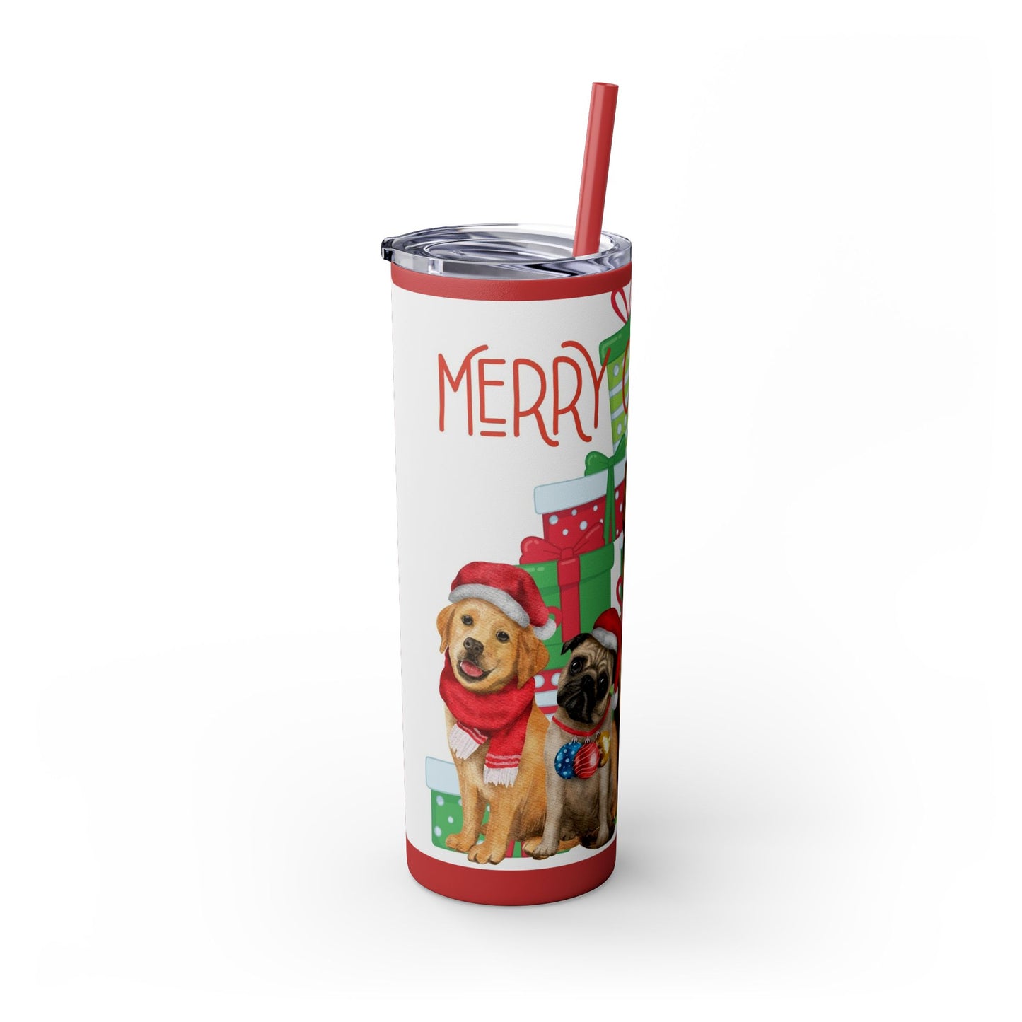 Merry Christmas Skinny Tumbler with Straw, 20oz
