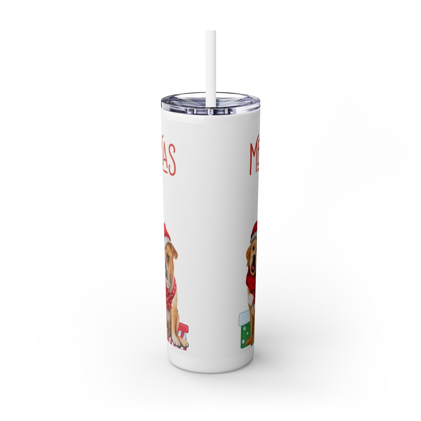 Merry Christmas Skinny Tumbler with Straw, 20oz