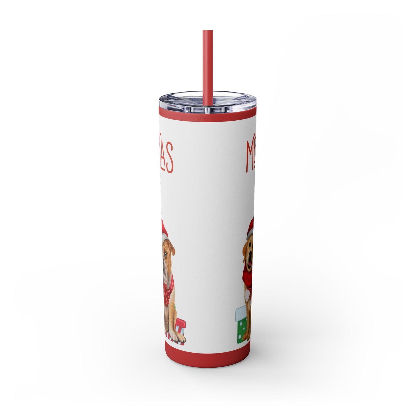 Merry Christmas Skinny Tumbler with Straw, 20oz