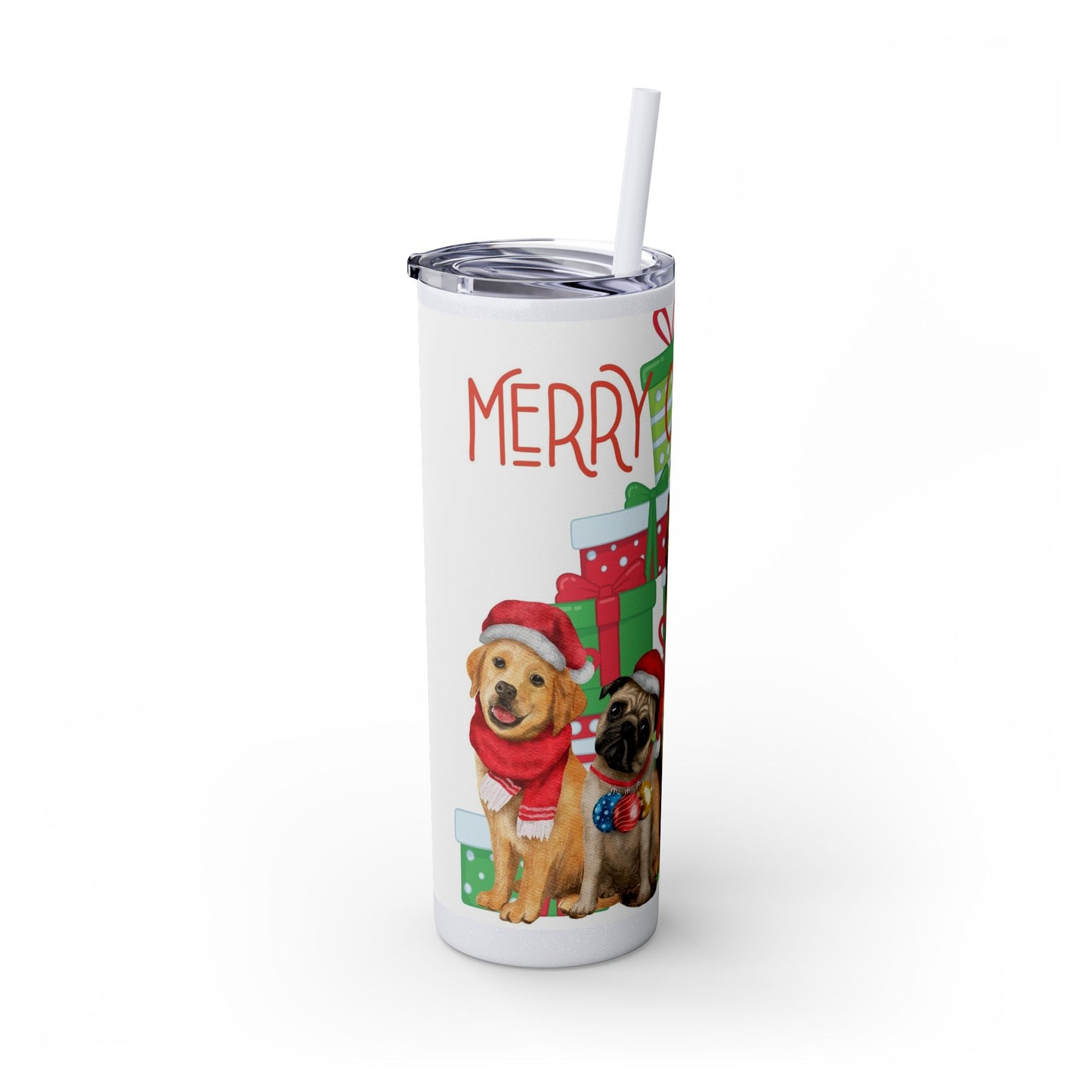 Merry Christmas Skinny Tumbler with Straw, 20oz