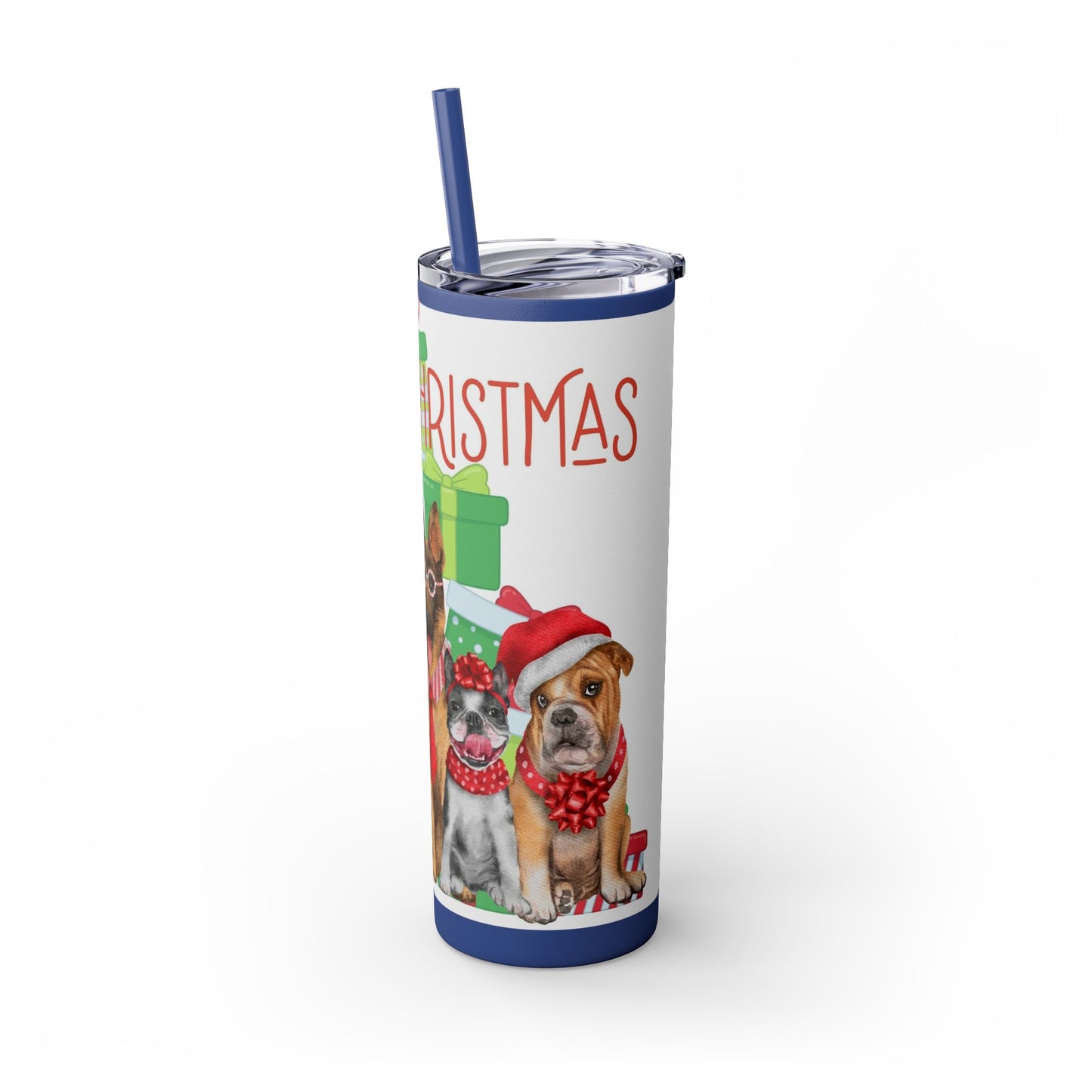 Merry Christmas Skinny Tumbler with Straw, 20oz