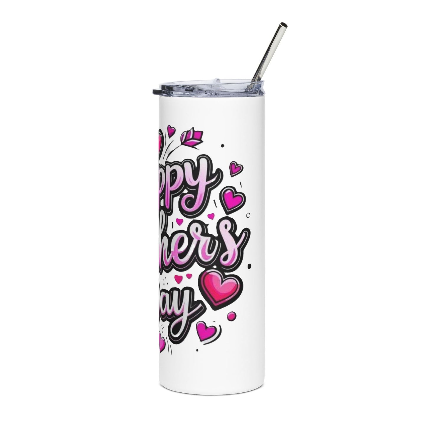 Happy Mother's Day 20oz Stainless Steel Tumbler — Pink Heart Travel Mug