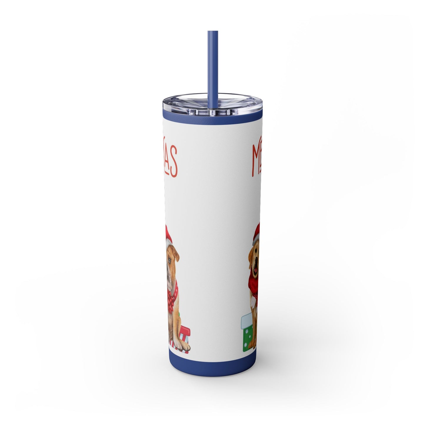 Merry Christmas Skinny Tumbler with Straw, 20oz