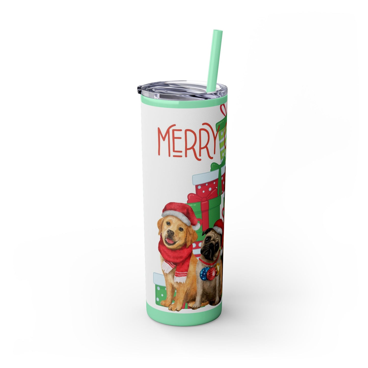 Merry Christmas Skinny Tumbler with Straw, 20oz