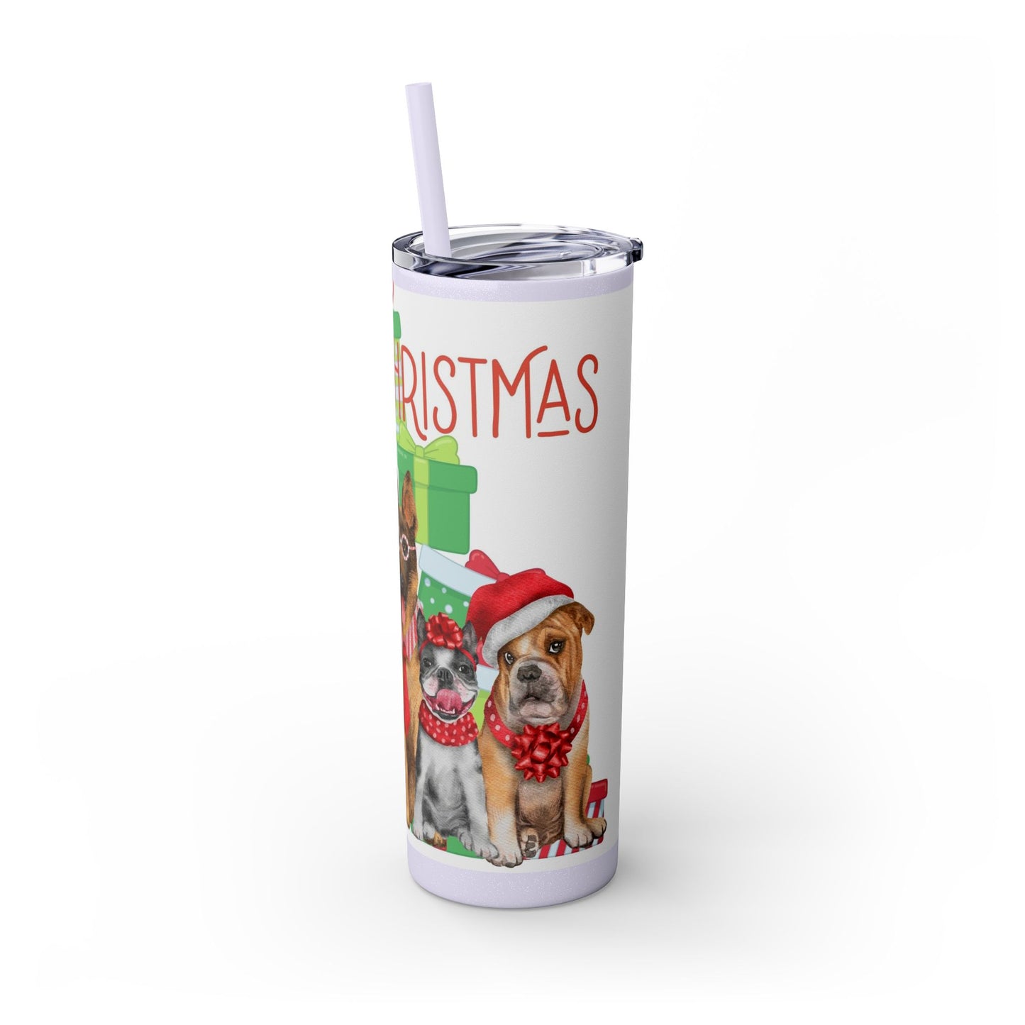 Merry Christmas Skinny Tumbler with Straw, 20oz
