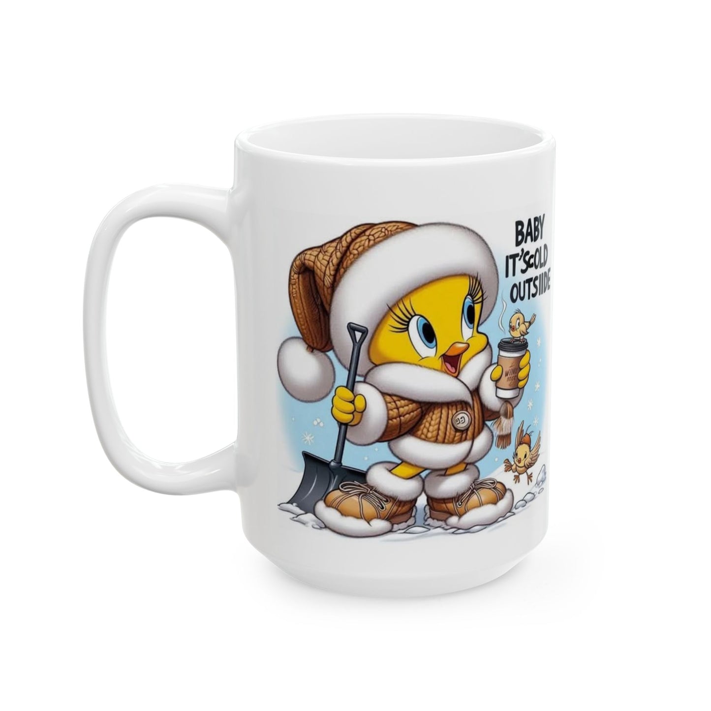 Cute Winter Ceramic Mug - "Baby It's Cold Outside" - Perfect for Hot Beverages