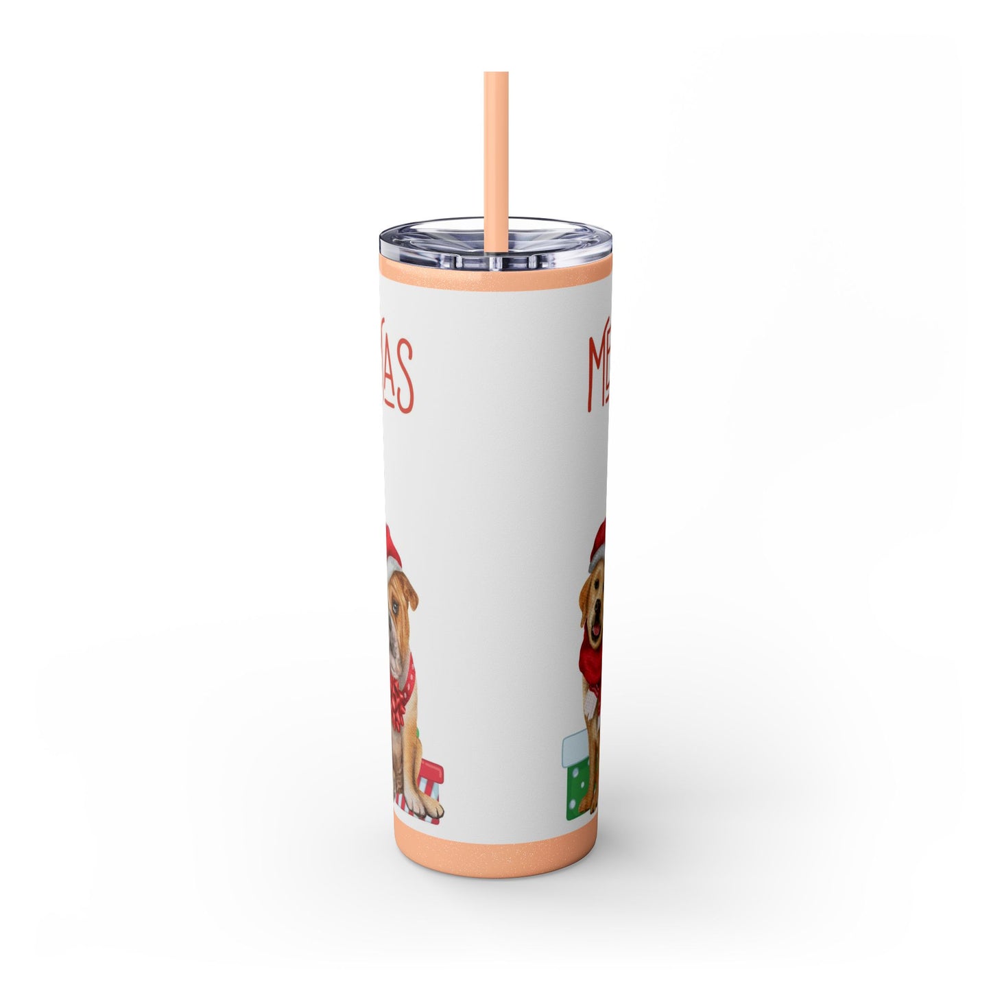Merry Christmas Skinny Tumbler with Straw, 20oz