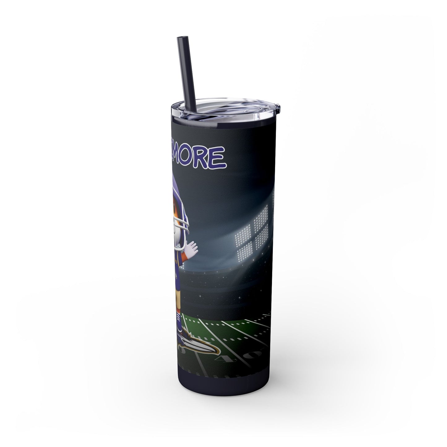 Ravens 20 oz Skinny Tumberwith Straw - Fun Football Fan Gear