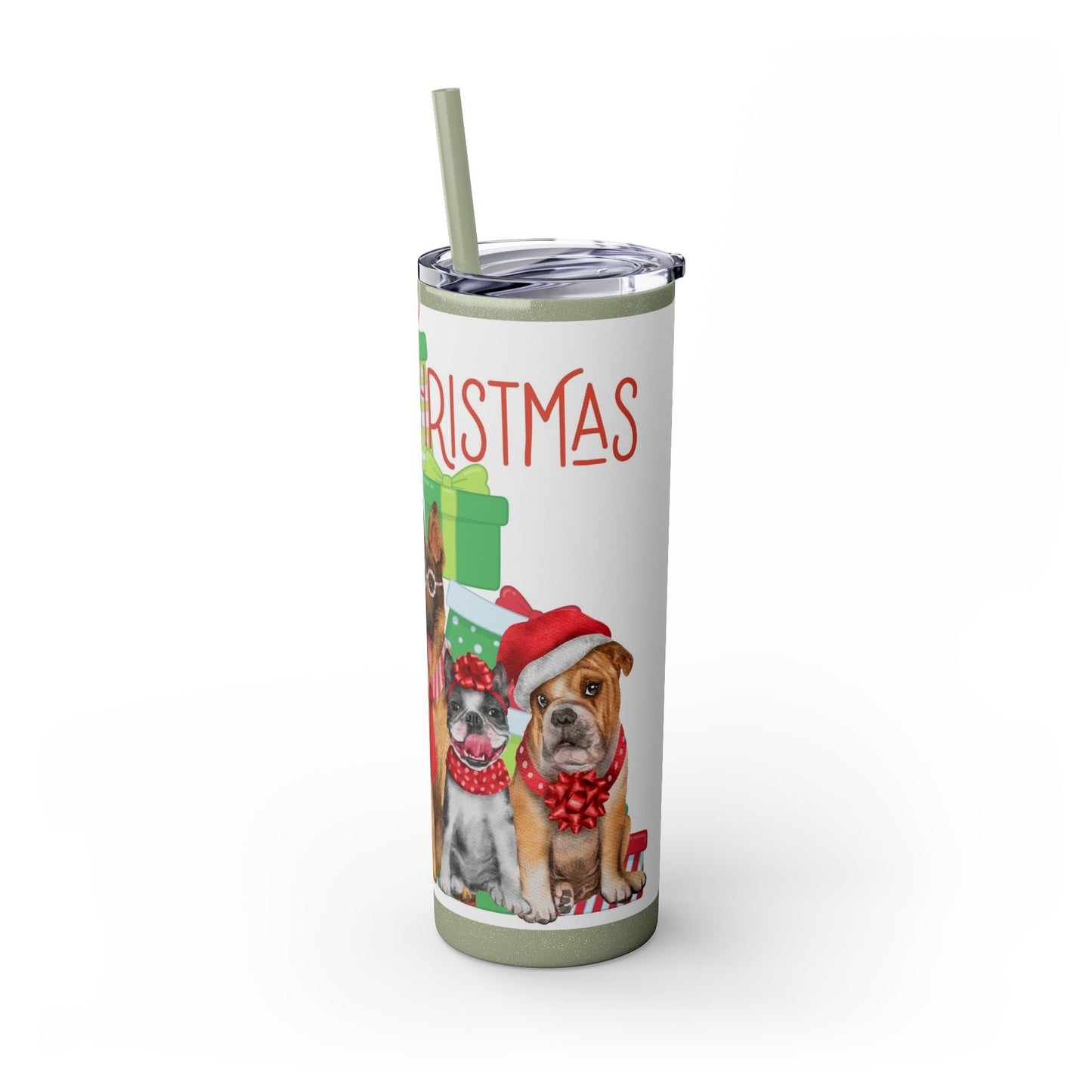 Merry Christmas Skinny Tumbler with Straw, 20oz