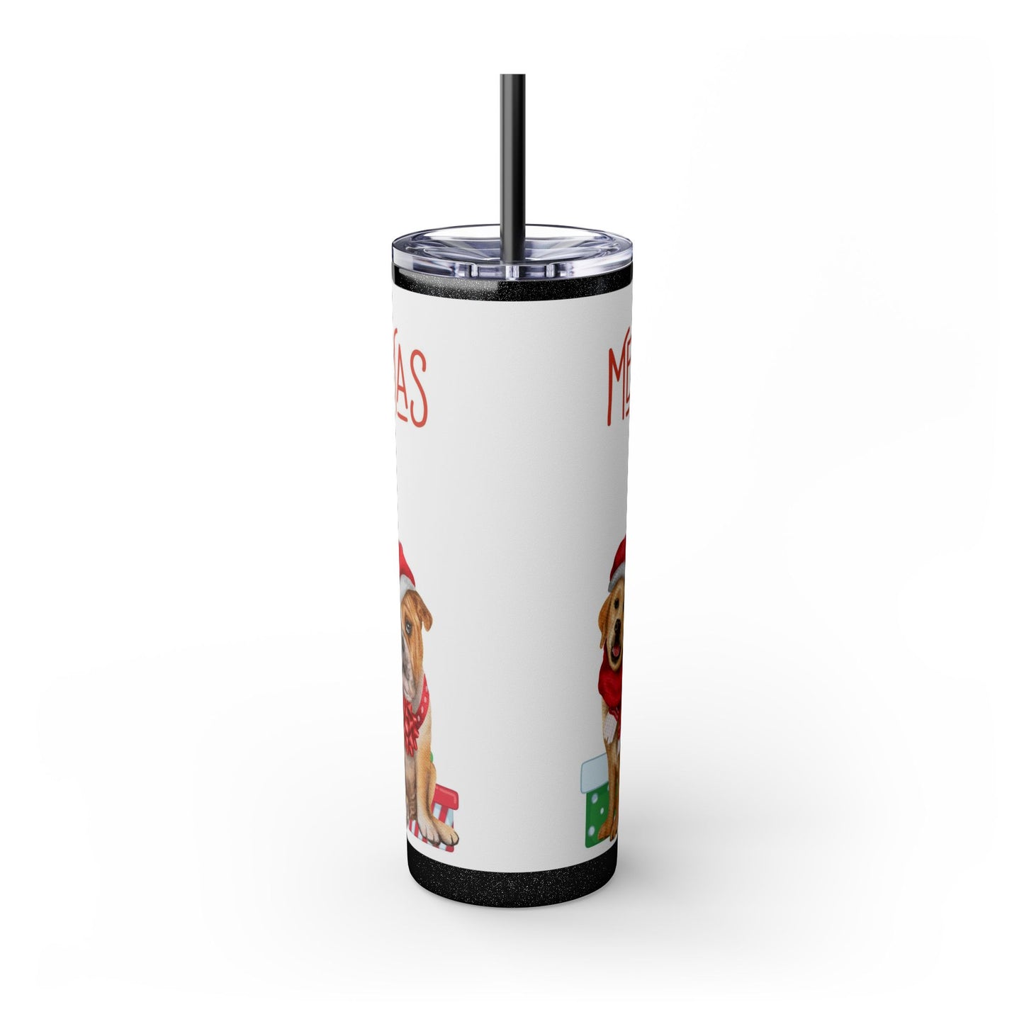 Merry Christmas Skinny Tumbler with Straw, 20oz
