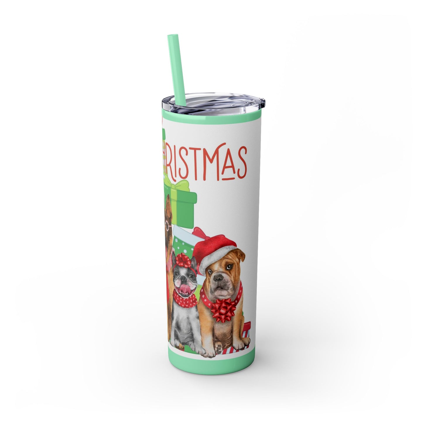 Merry Christmas Skinny Tumbler with Straw, 20oz