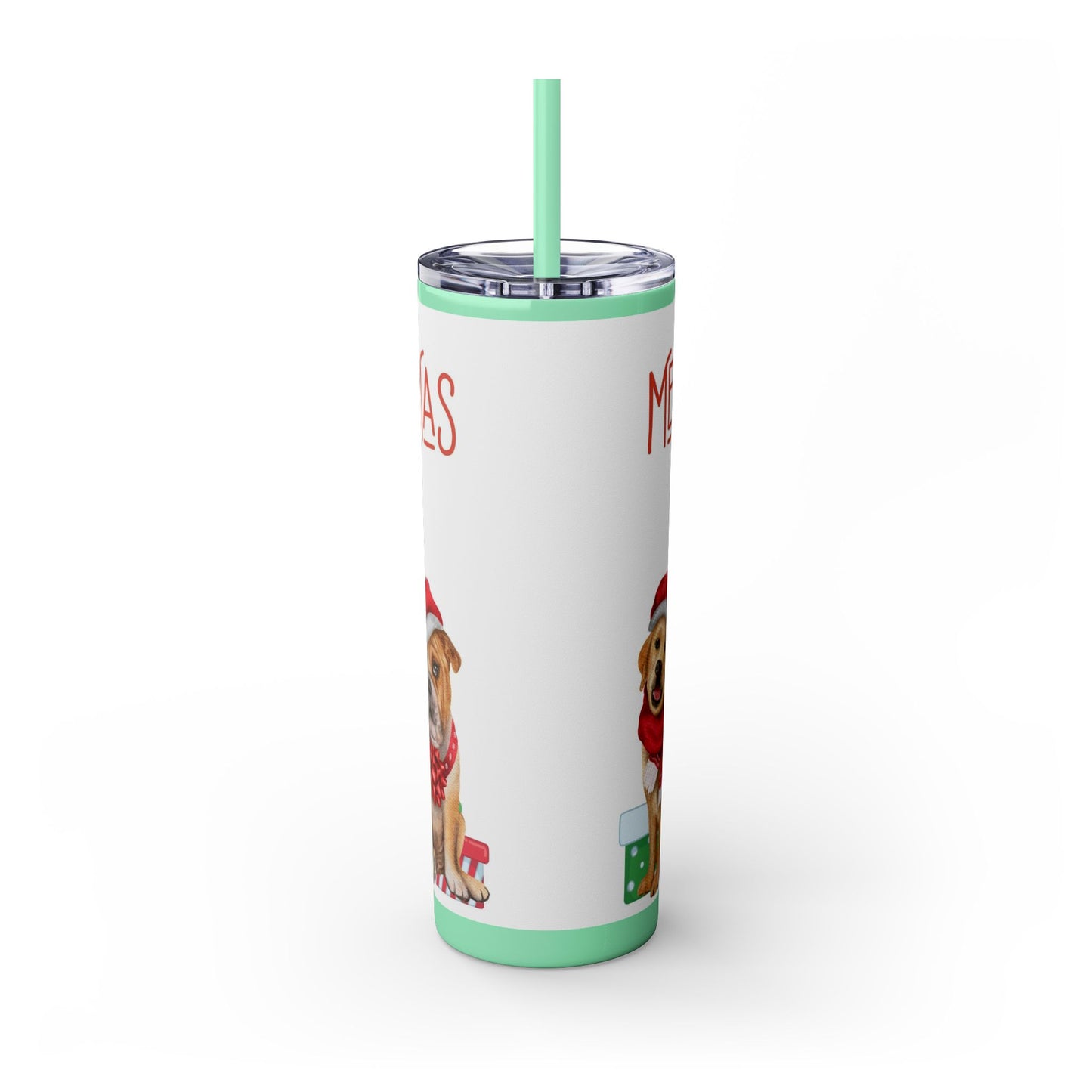 Merry Christmas Skinny Tumbler with Straw, 20oz
