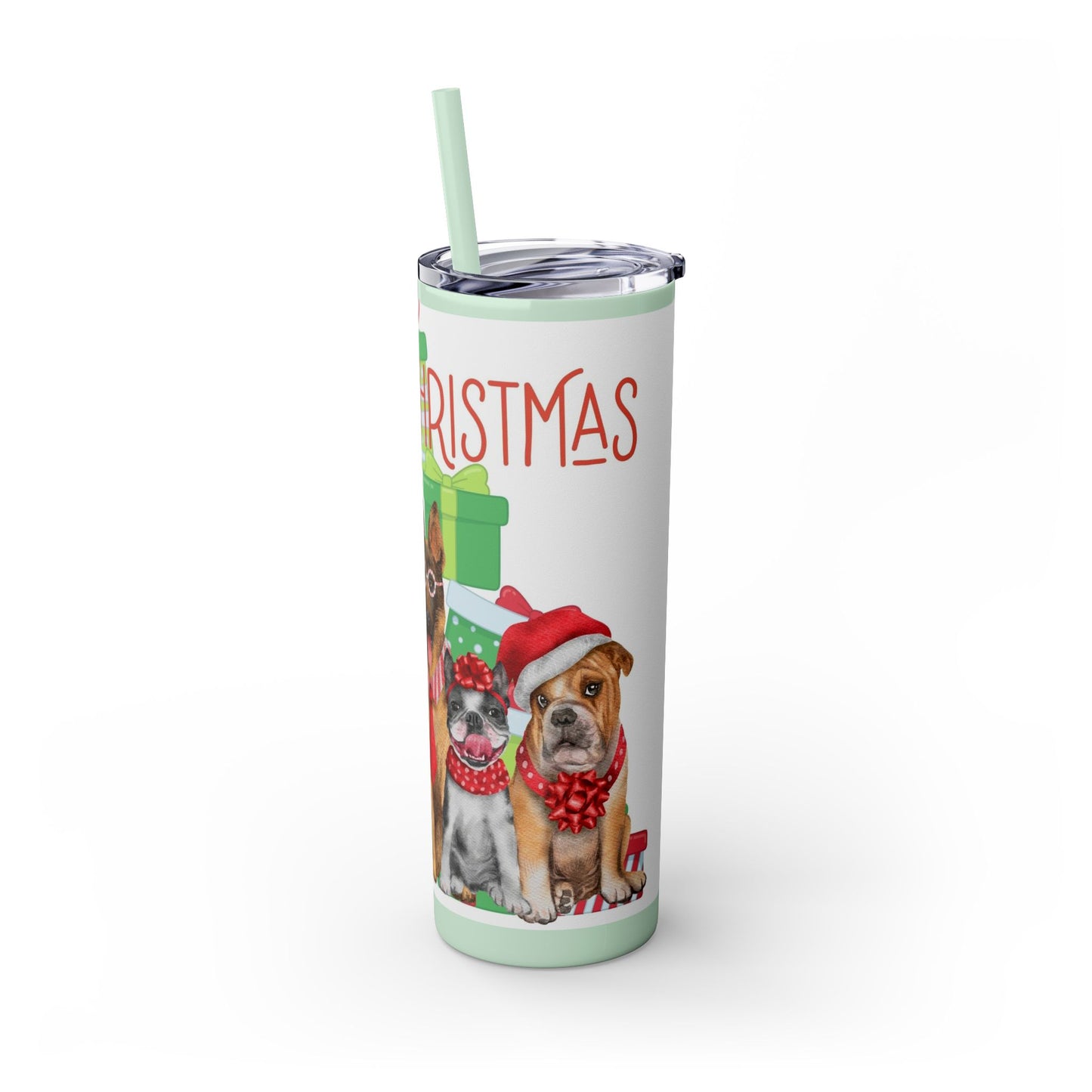 Merry Christmas Skinny Tumbler with Straw, 20oz