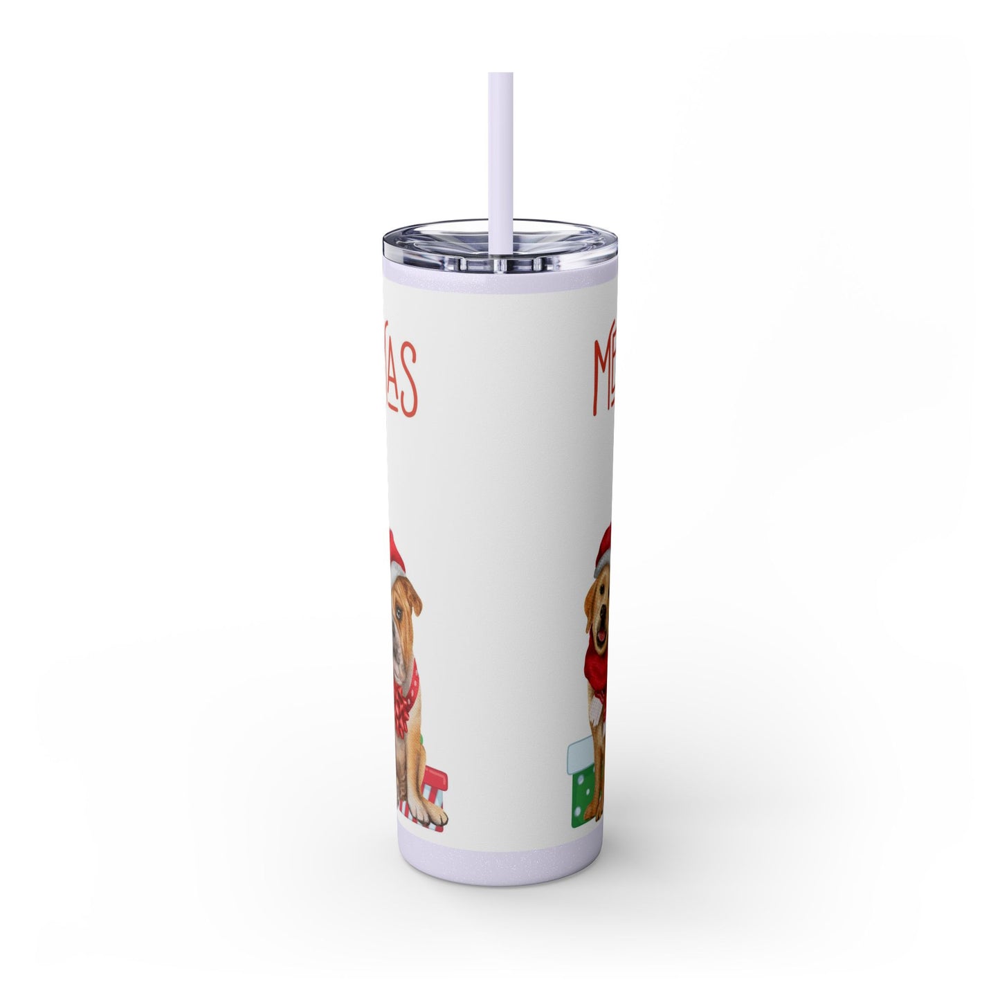 Merry Christmas Skinny Tumbler with Straw, 20oz
