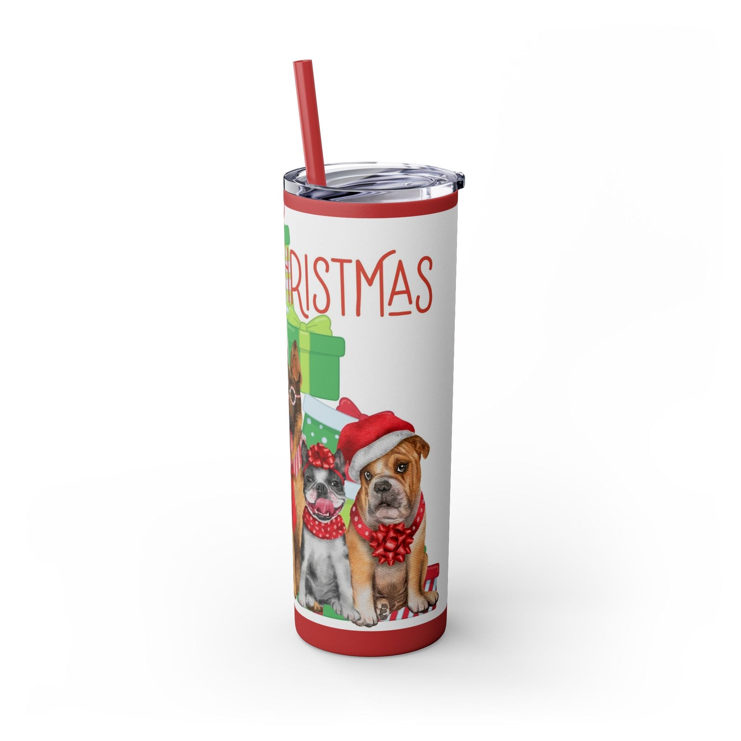 Merry Christmas Skinny Tumbler with Straw, 20oz