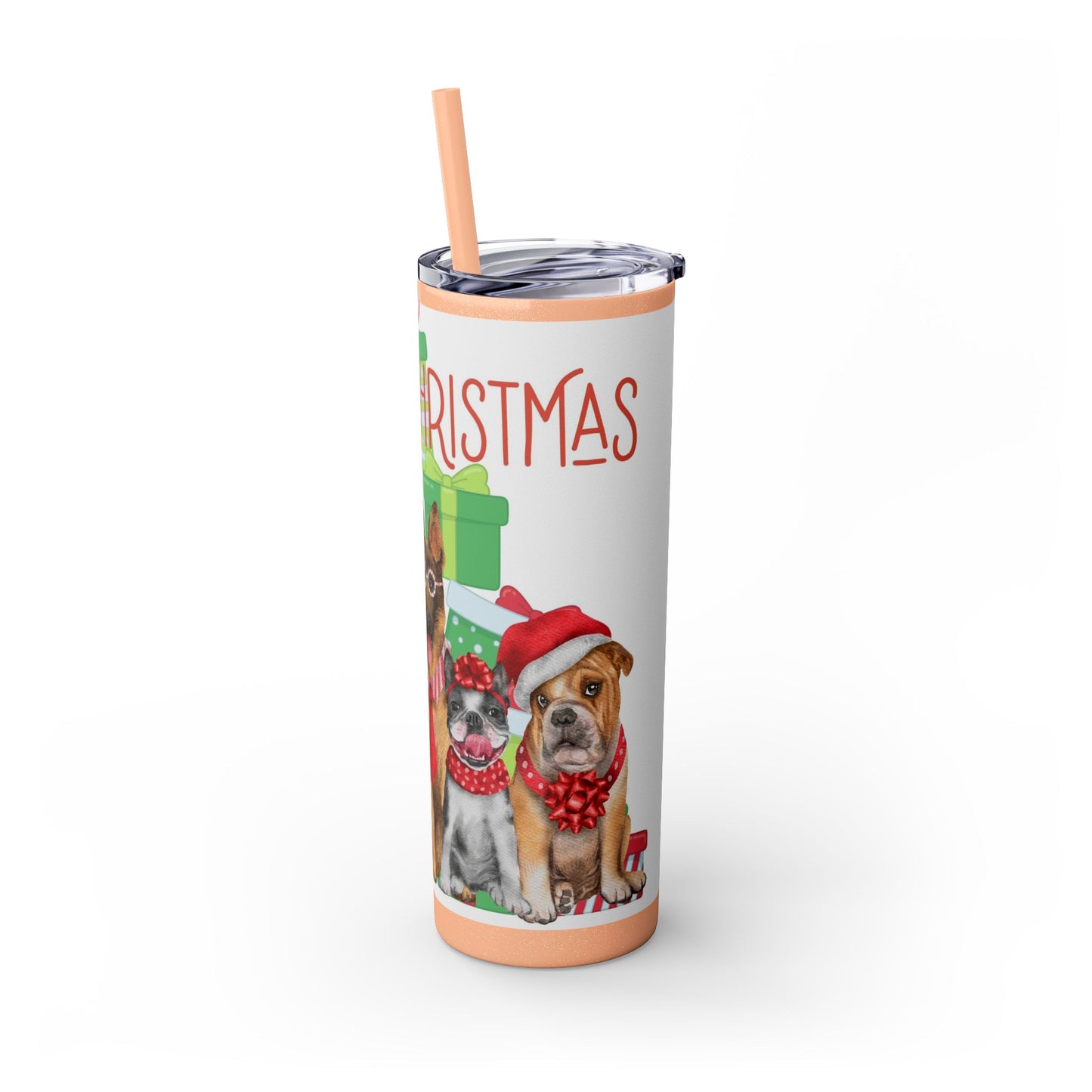 Merry Christmas Skinny Tumbler with Straw, 20oz