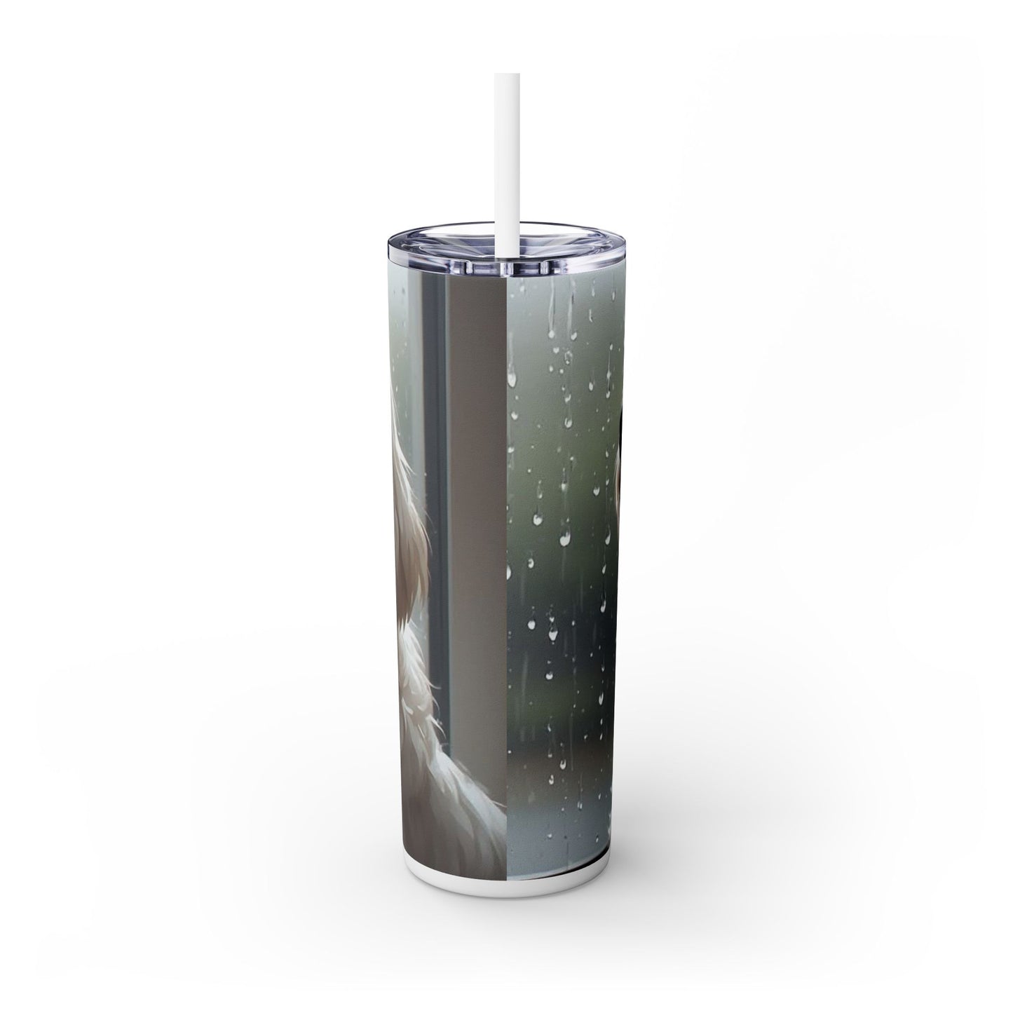 20oz Skinny Tumbler – Lapso Apso Dog Portrait Travel Cup with Straw