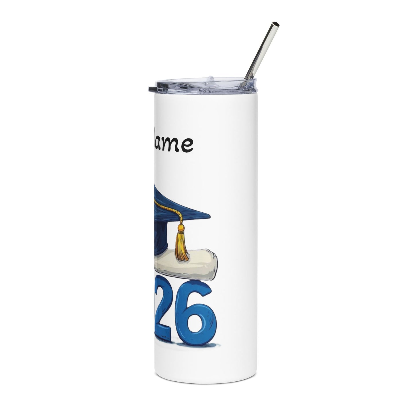 2026 Graduation Stainless Steel Tumbler – Personalized Grad Cap & Diploma Travel Cup