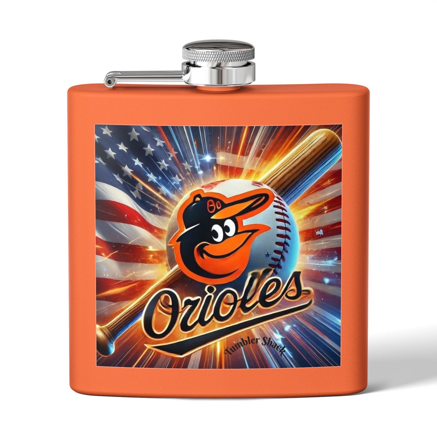 Sports Collection Orioles Baseball Stainless Steel Flask — 6oz Patriotic Team Logo Hip Flask