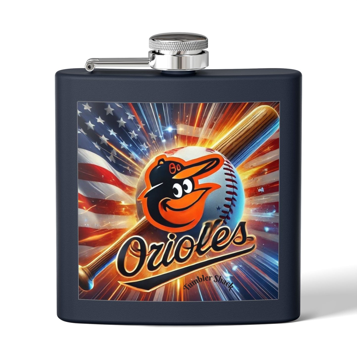 Sports Collection Orioles Baseball Stainless Steel Flask — 6oz Patriotic Team Logo Hip Flask