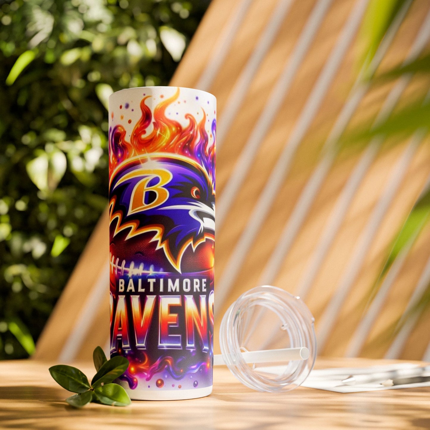 Baltimore Ravens Skinny Tumbler, 20oz | Sports Fan Travel Mug | Game Day Drinkware | NFL Gift for Her | Custom Cups | Vibrant Design