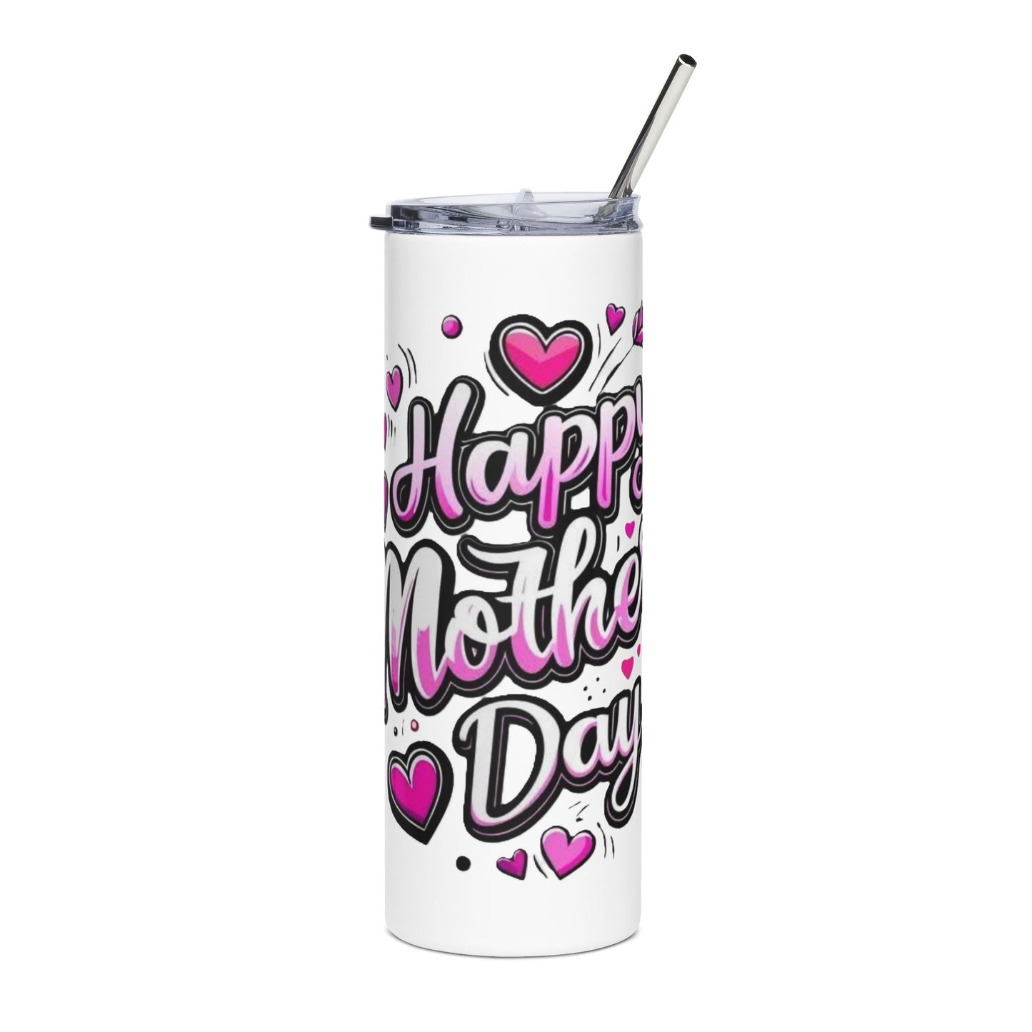 Happy Mother's Day 20oz Stainless Steel Tumbler — Pink Heart Travel Mug