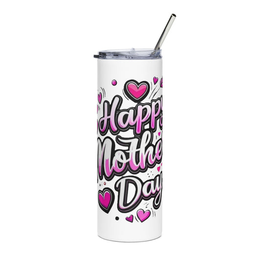 Happy Mother's Day 20oz Stainless Steel Tumbler — Pink Heart Travel Mug