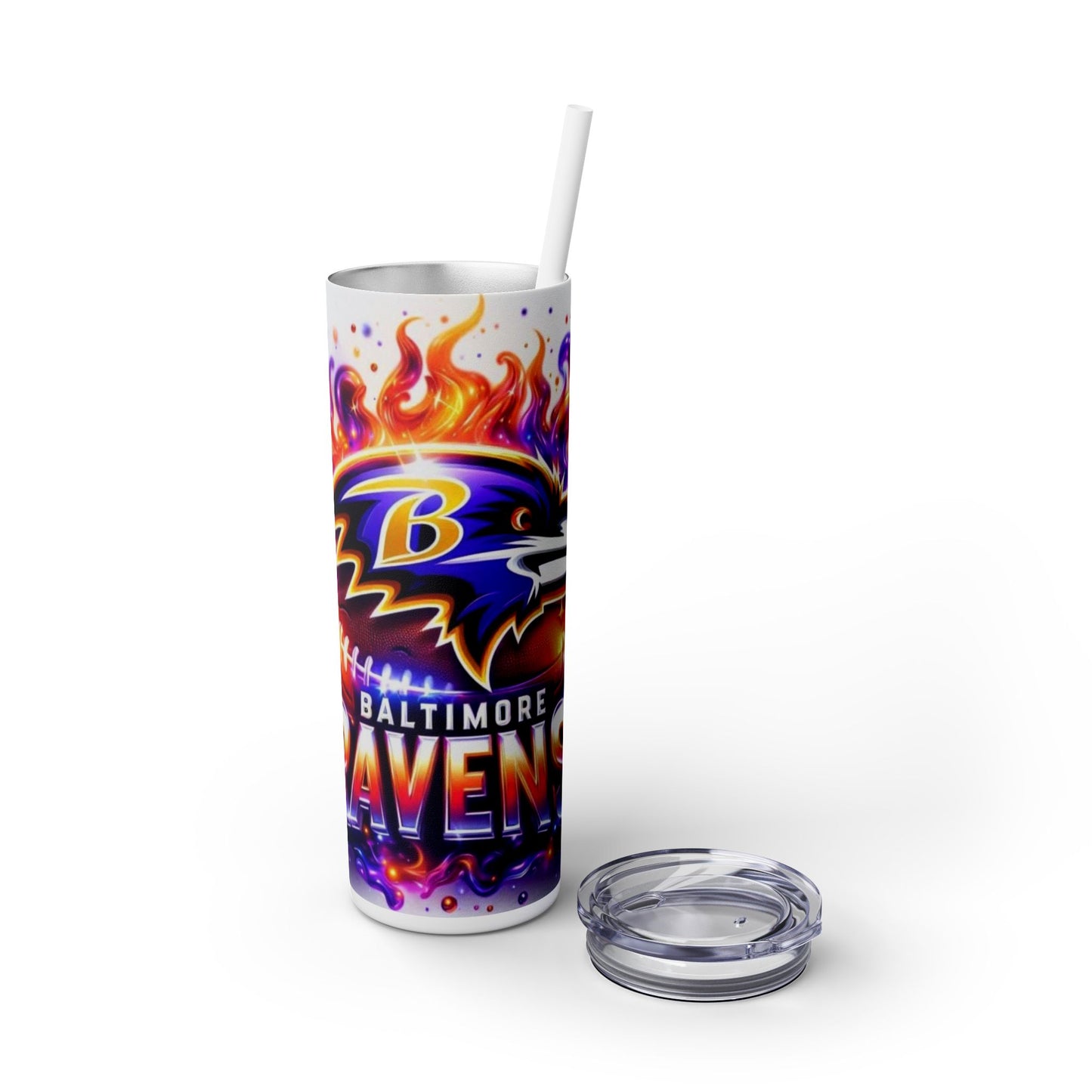 Baltimore Ravens Skinny Tumbler, 20oz | Sports Fan Travel Mug | Game Day Drinkware | NFL Gift for Her | Custom Cups | Vibrant Design