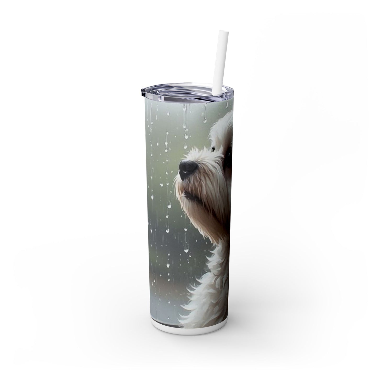 20oz Skinny Tumbler – Lapso Apso Dog Portrait Travel Cup with Straw