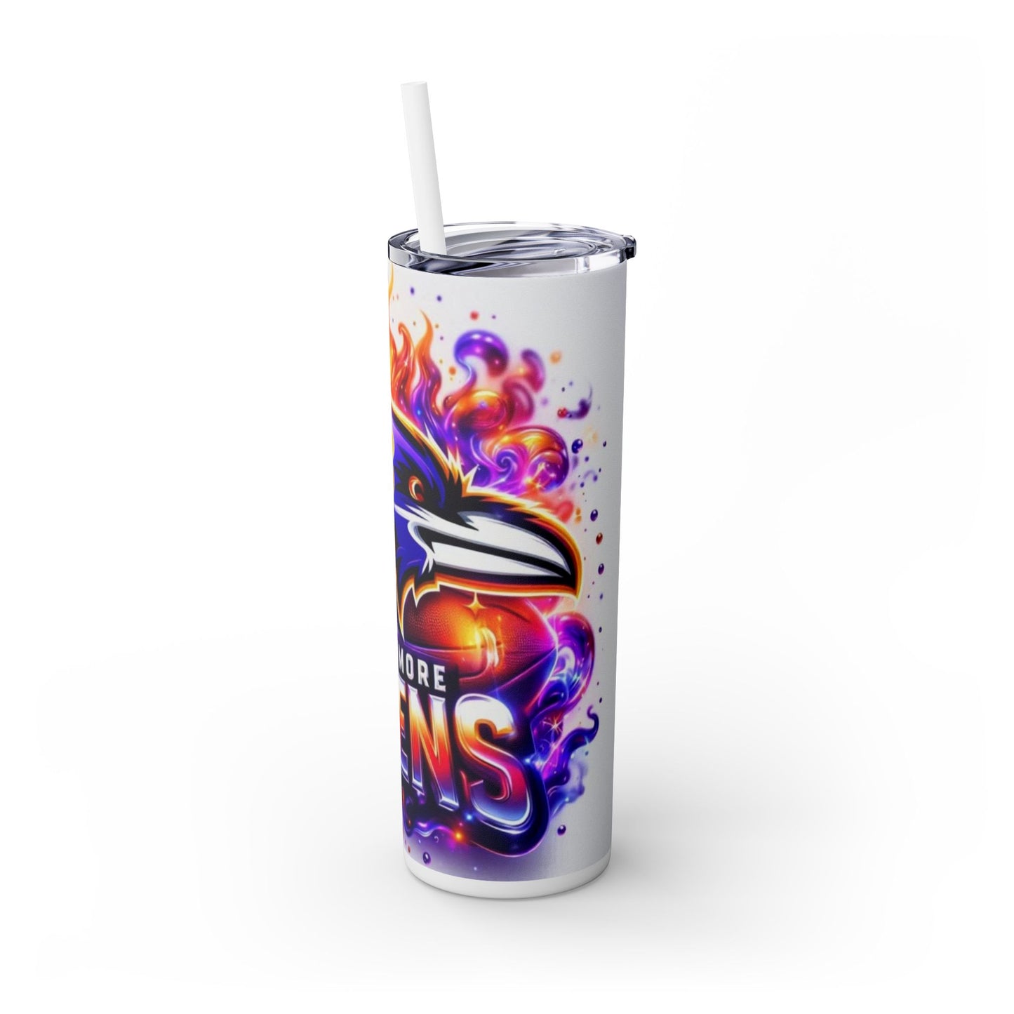 Baltimore Ravens Skinny Tumbler, 20oz | Sports Fan Travel Mug | Game Day Drinkware | NFL Gift for Her | Custom Cups | Vibrant Design