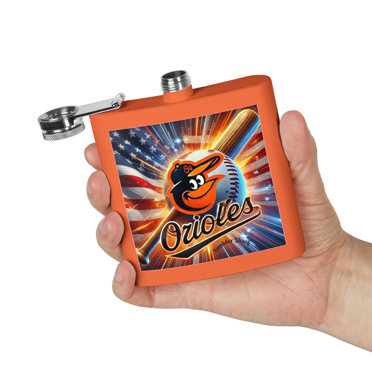 Sports Collection Orioles Baseball Stainless Steel Flask — 6oz Patriotic Team Logo Hip Flask