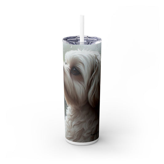 20oz Skinny Tumbler – Lapso Apso Dog Portrait Travel Cup with Straw